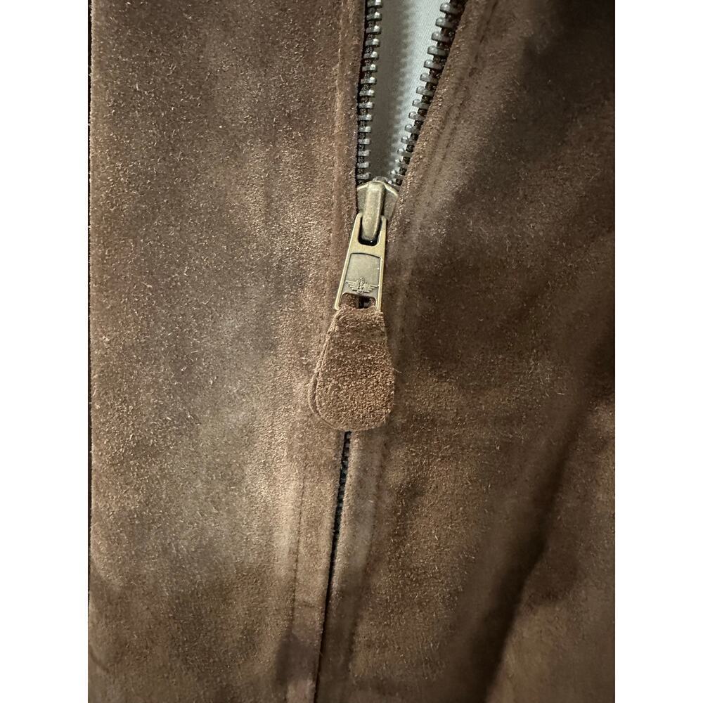Dockers 100% Leather Suede Full Zip Jacket Men XL Grunge Dark Academia Twee VTG - Picture 10 of 10